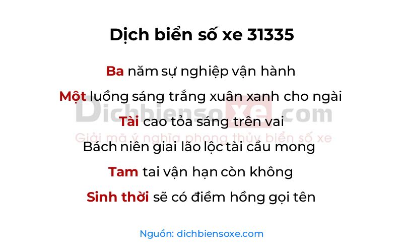 Dịch thơ biển số 31335