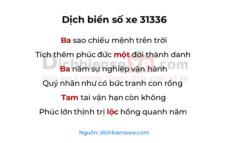 Dịch thơ biển số 31336