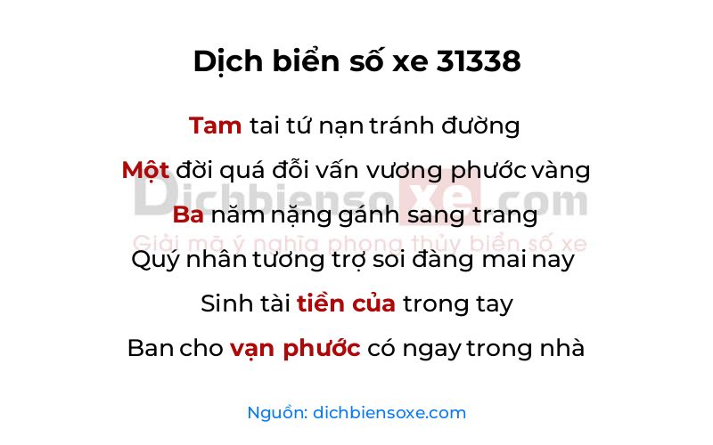 Dịch thơ biển số 31338