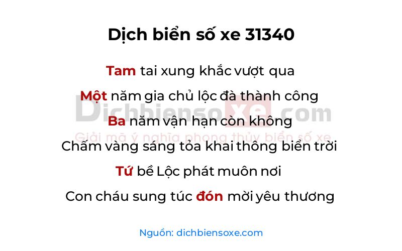 Dịch thơ biển số 31340