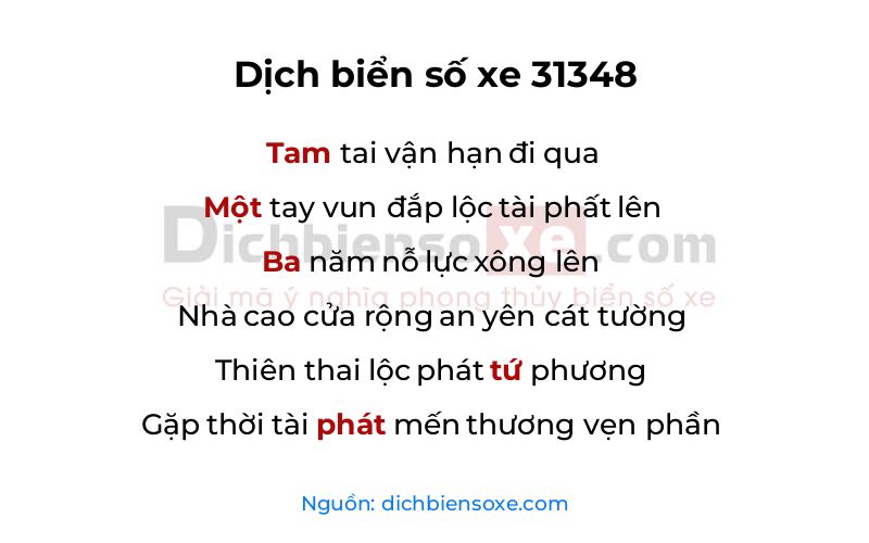 Dịch thơ biển số 31348
