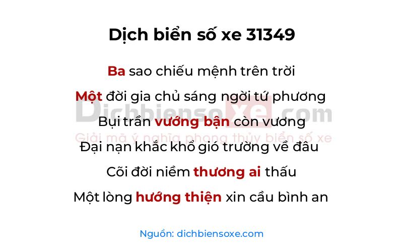 Dịch thơ biển số 31349
