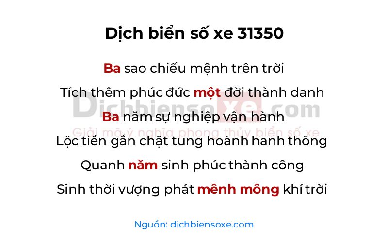 Dịch thơ biển số 31350
