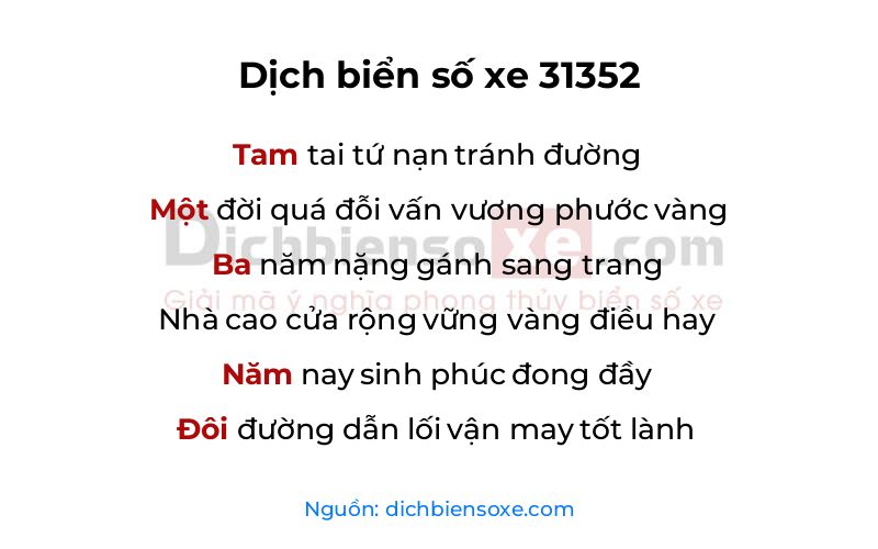 Dịch thơ biển số 31352