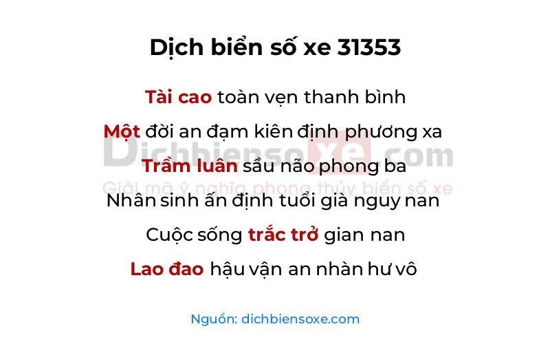 Dịch thơ biển số 31353