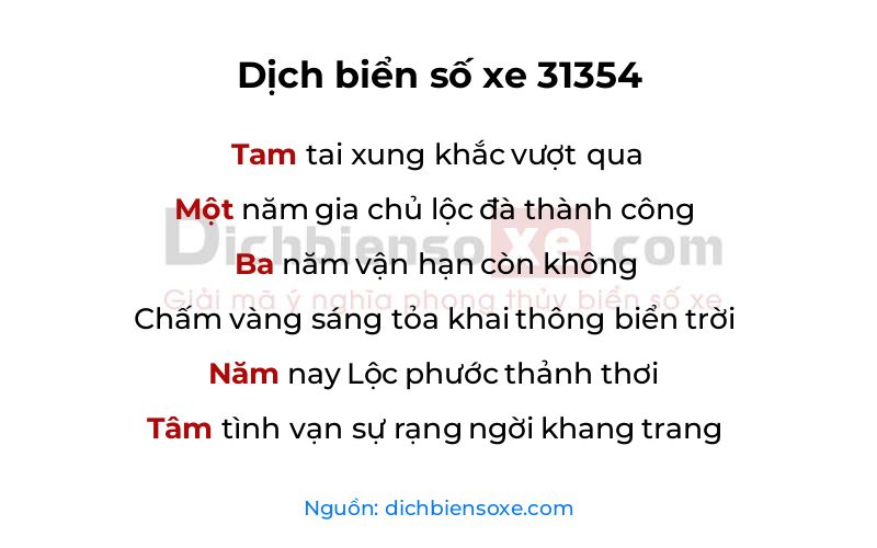 Dịch thơ biển số 31354