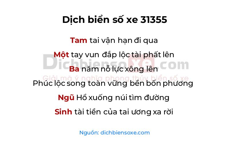 Dịch thơ biển số 31355