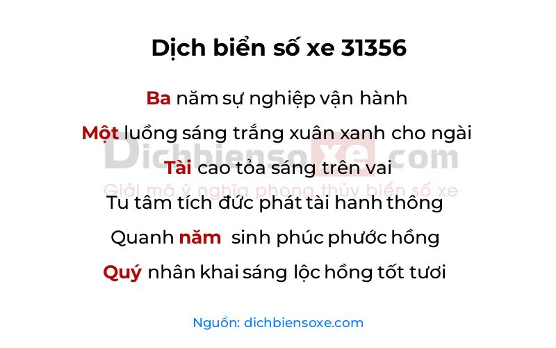 Dịch thơ biển số 31356