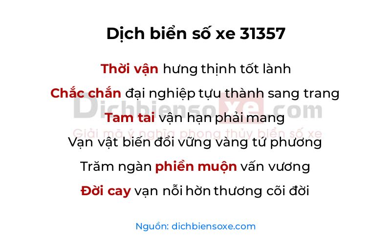 Dịch thơ biển số 31357