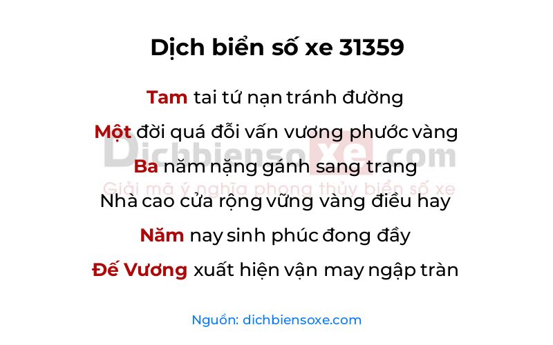 Dịch thơ biển số 31359