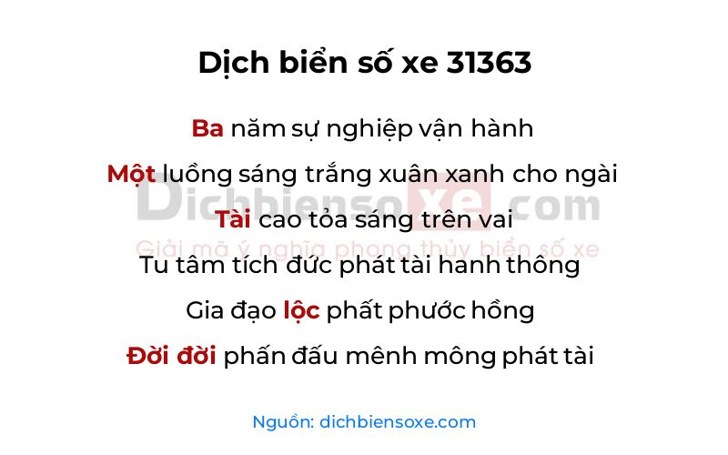Dịch thơ biển số 31363