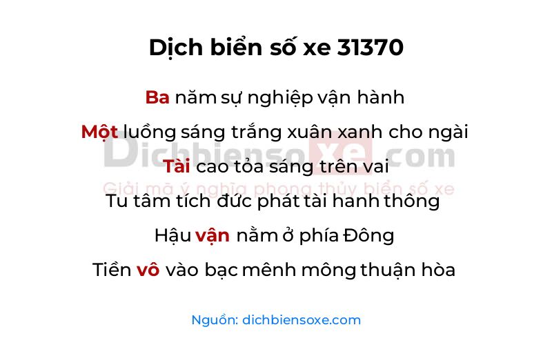 Dịch thơ biển số 31370