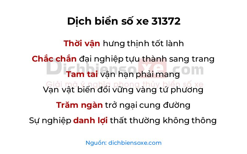 Dịch thơ biển số 31372