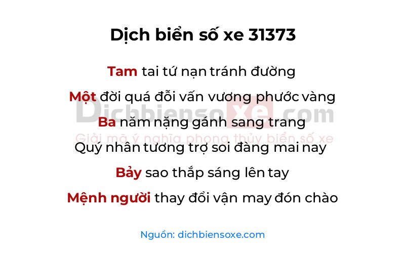Dịch thơ biển số 31373
