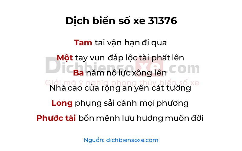 Dịch thơ biển số 31376