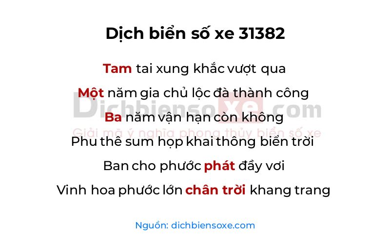 Dịch thơ biển số 31382
