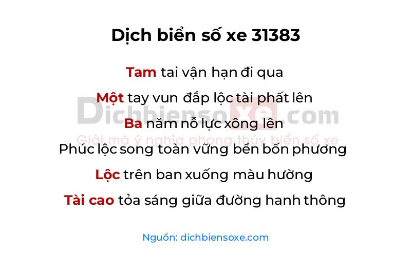 Dịch thơ biển số 31383