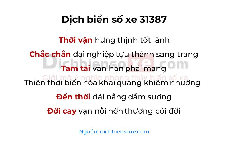 Dịch thơ biển số 31387
