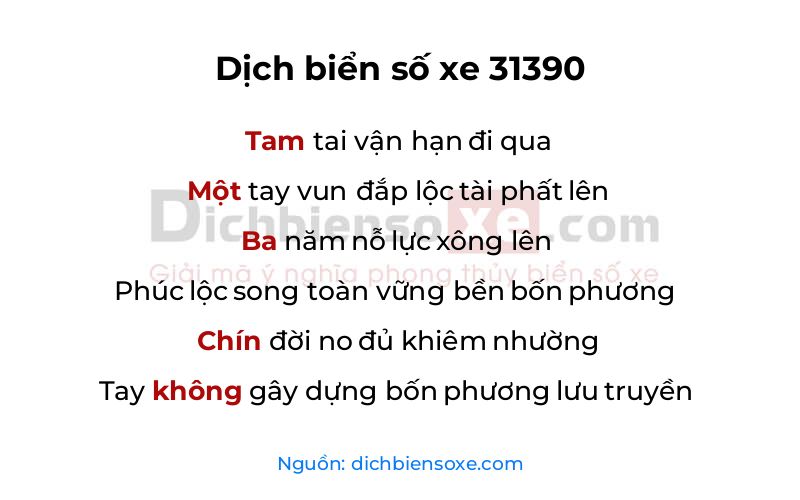 Dịch thơ biển số 31390