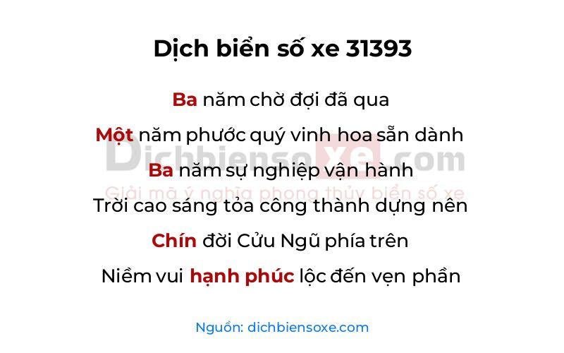 Dịch thơ biển số 31393