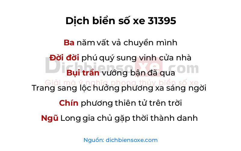 Dịch thơ biển số 31395