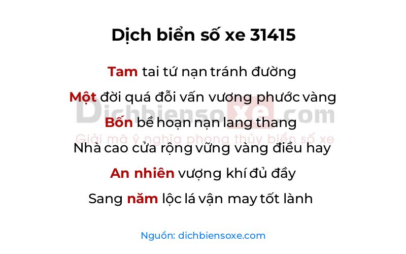 Dịch thơ biển số 31415