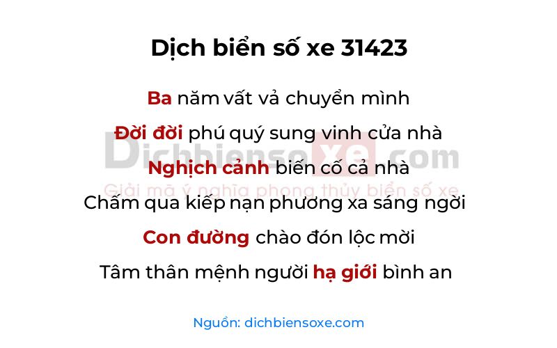 Dịch thơ biển số 31423