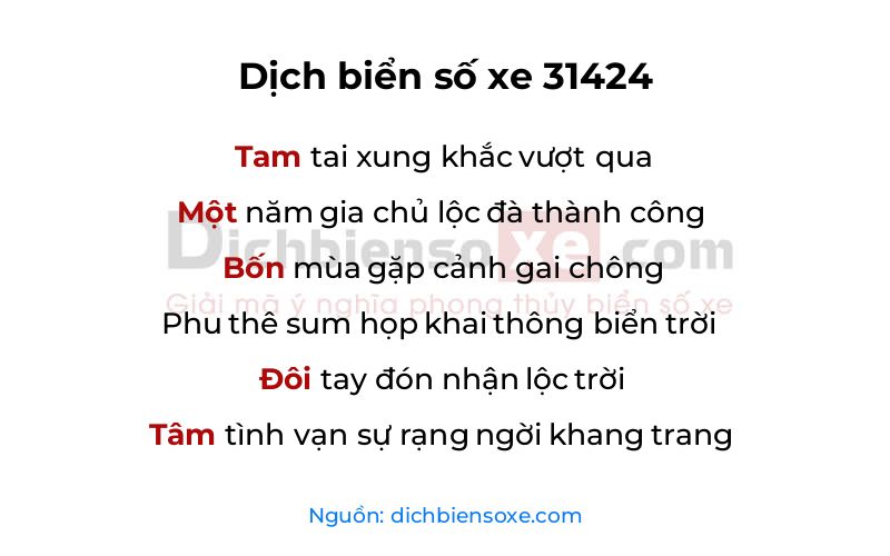 Dịch thơ biển số 31424