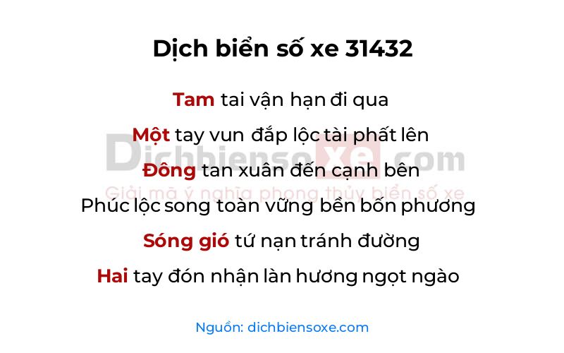 Dịch thơ biển số 31432