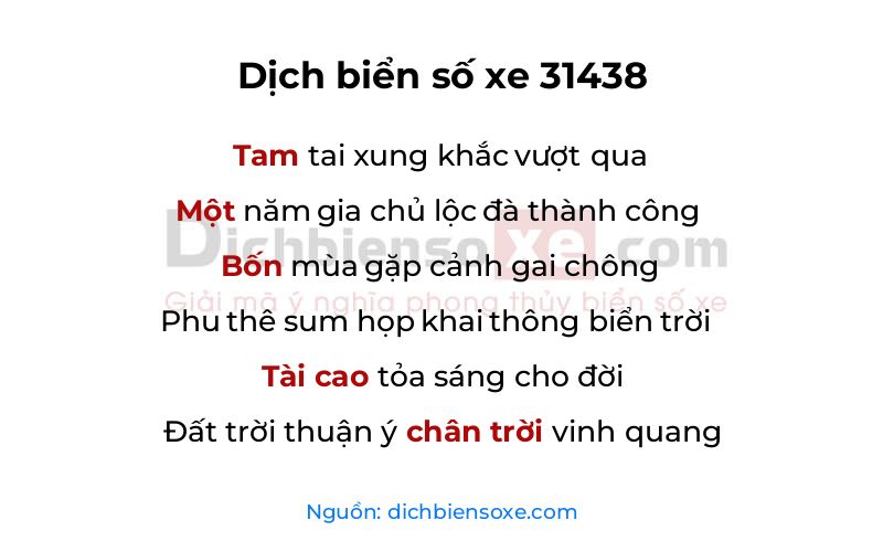 Dịch thơ biển số 31438