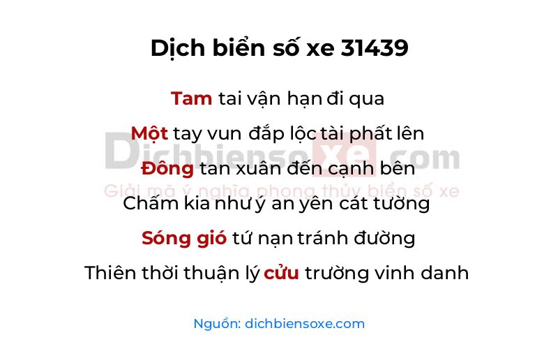 Dịch thơ biển số 31439