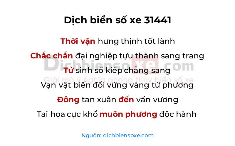 Dịch thơ biển số 31441
