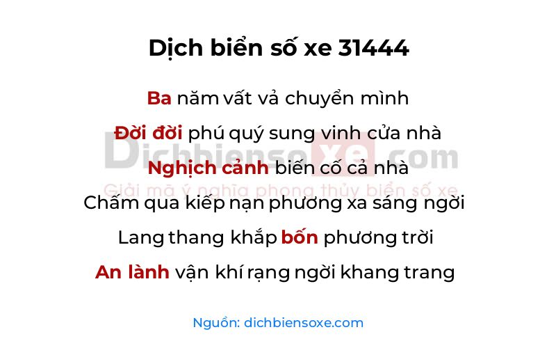 Dịch thơ biển số 31444