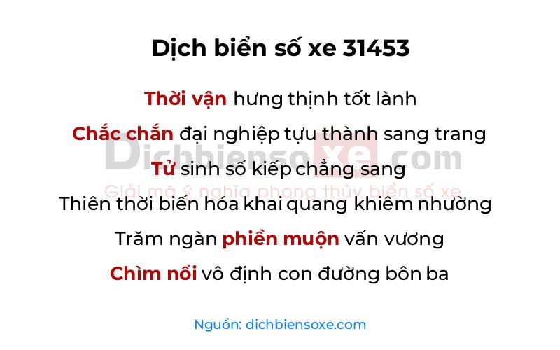 Dịch thơ biển số 31453