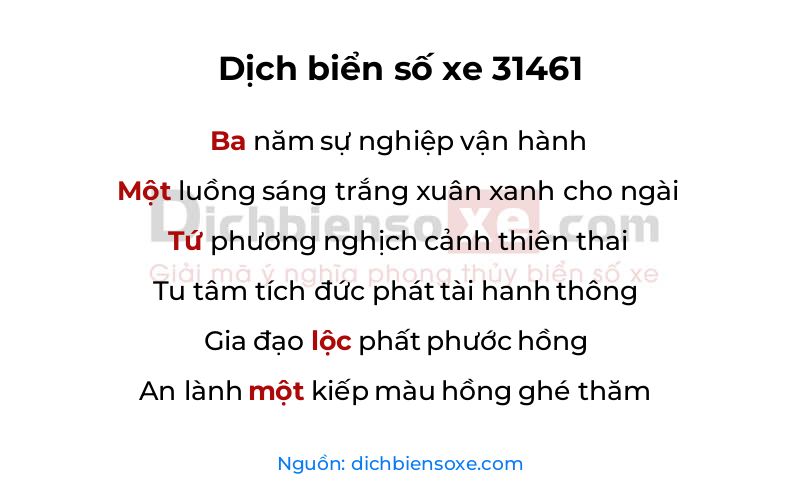 Dịch thơ biển số 31461