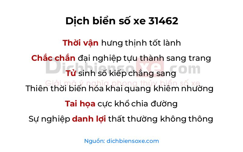 Dịch thơ biển số 31462