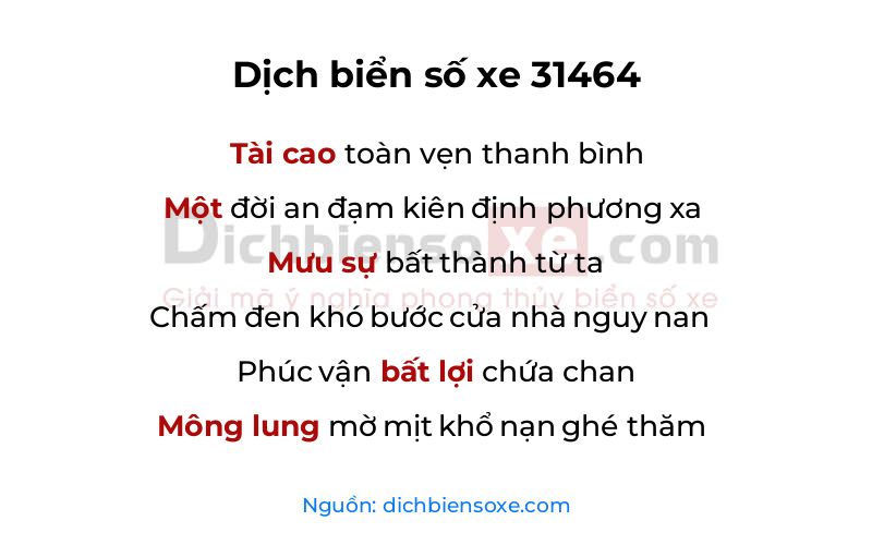 Dịch thơ biển số 31464