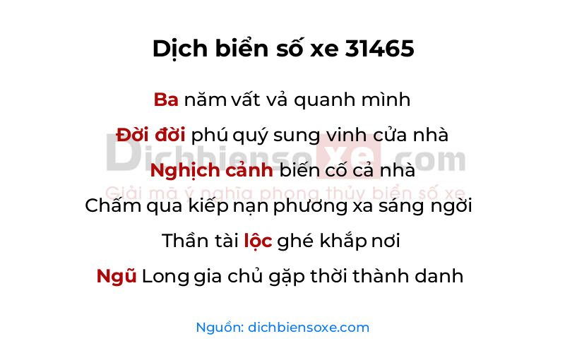 Dịch thơ biển số 31465