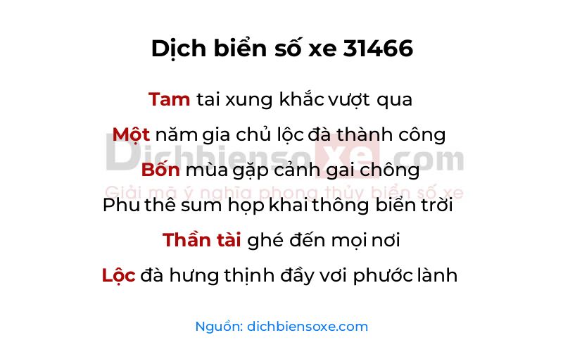 Dịch thơ biển số 31466