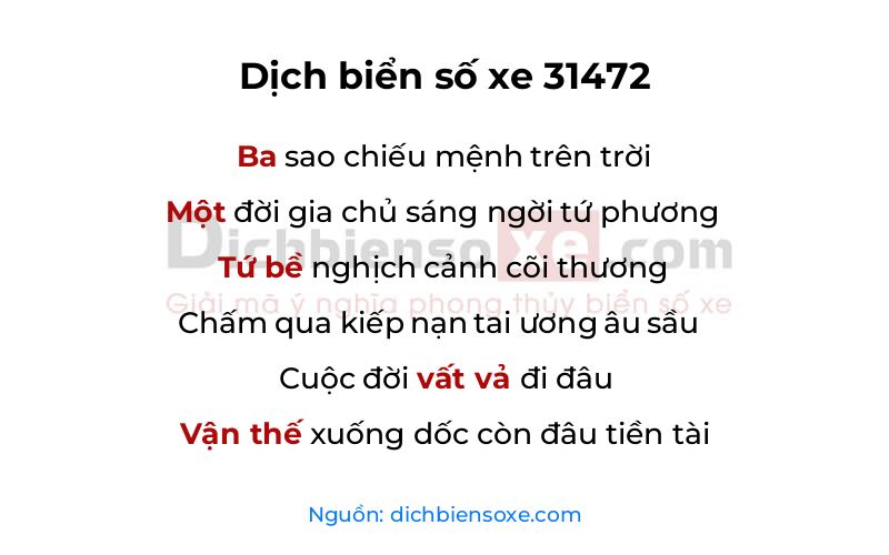 Dịch thơ biển số 31472
