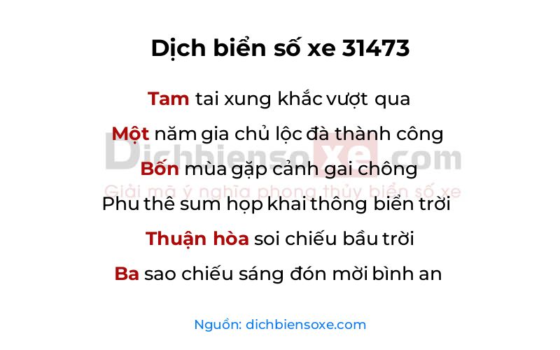 Dịch thơ biển số 31473