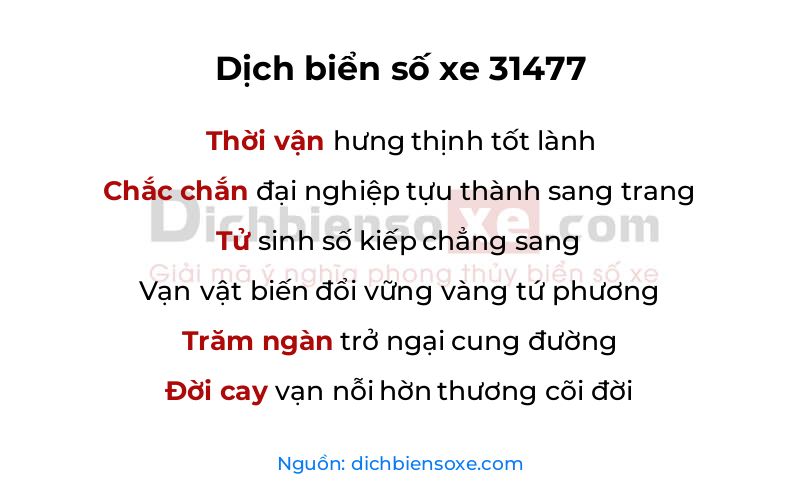 Dịch thơ biển số 31477