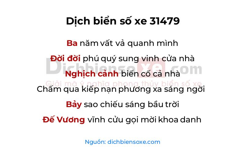 Dịch thơ biển số 31479
