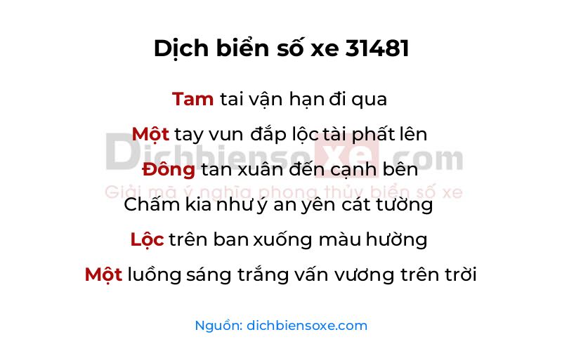 Dịch thơ biển số 31481