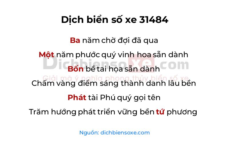 Dịch thơ biển số 31484