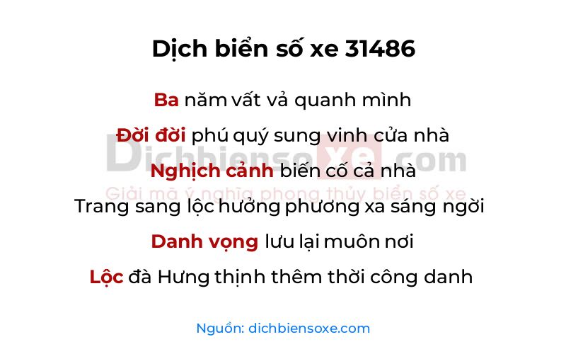 Dịch thơ biển số 31486