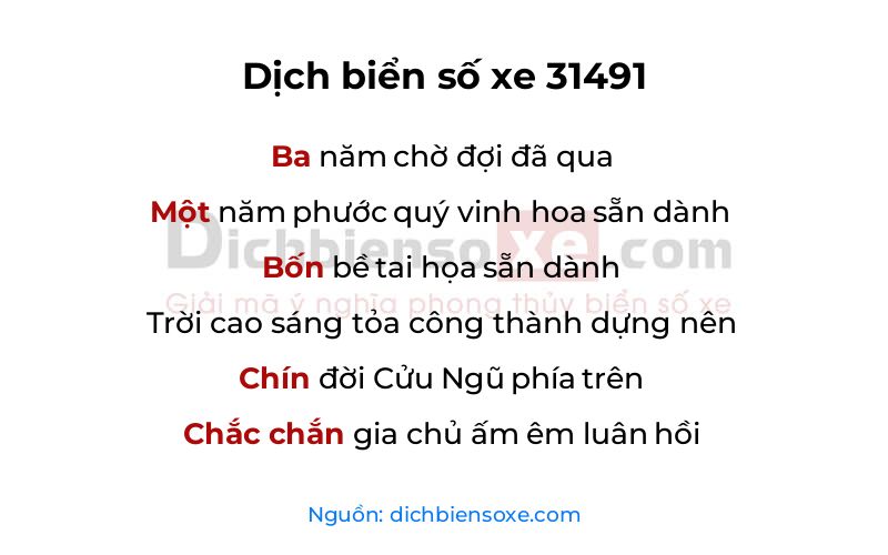 Dịch thơ biển số 31491