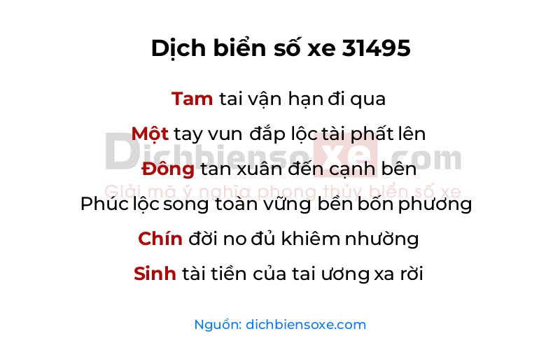 Dịch thơ biển số 31495