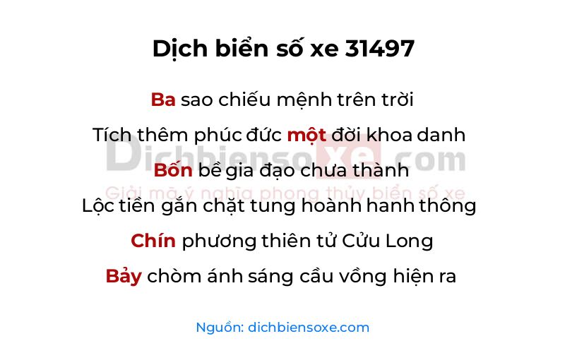 Dịch thơ biển số 31497