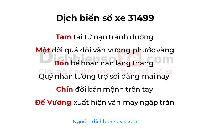 Dịch thơ biển số 31499